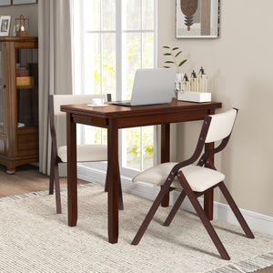 Kitchen Table Set for 2 Expandable Dining Table with 2 Upholstered Folding Chairs