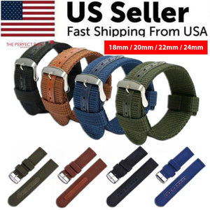 18mm 20mm 22mm 24mm Military Canvas Nylon Wrist Watch Band Strap Bracelet Sport