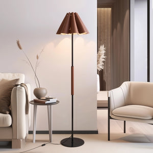 Floor Lamp with Leather Lampshade