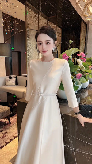 Elegant Solid Color Dress