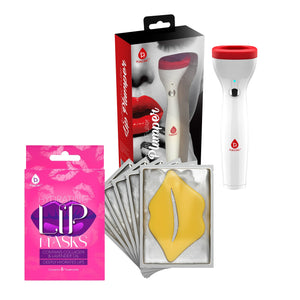 Lip Care Power Duo: Hydrating Lip Masks (Pack of 6) and Automatic Fuller Lip Plumper Device by Pursonic