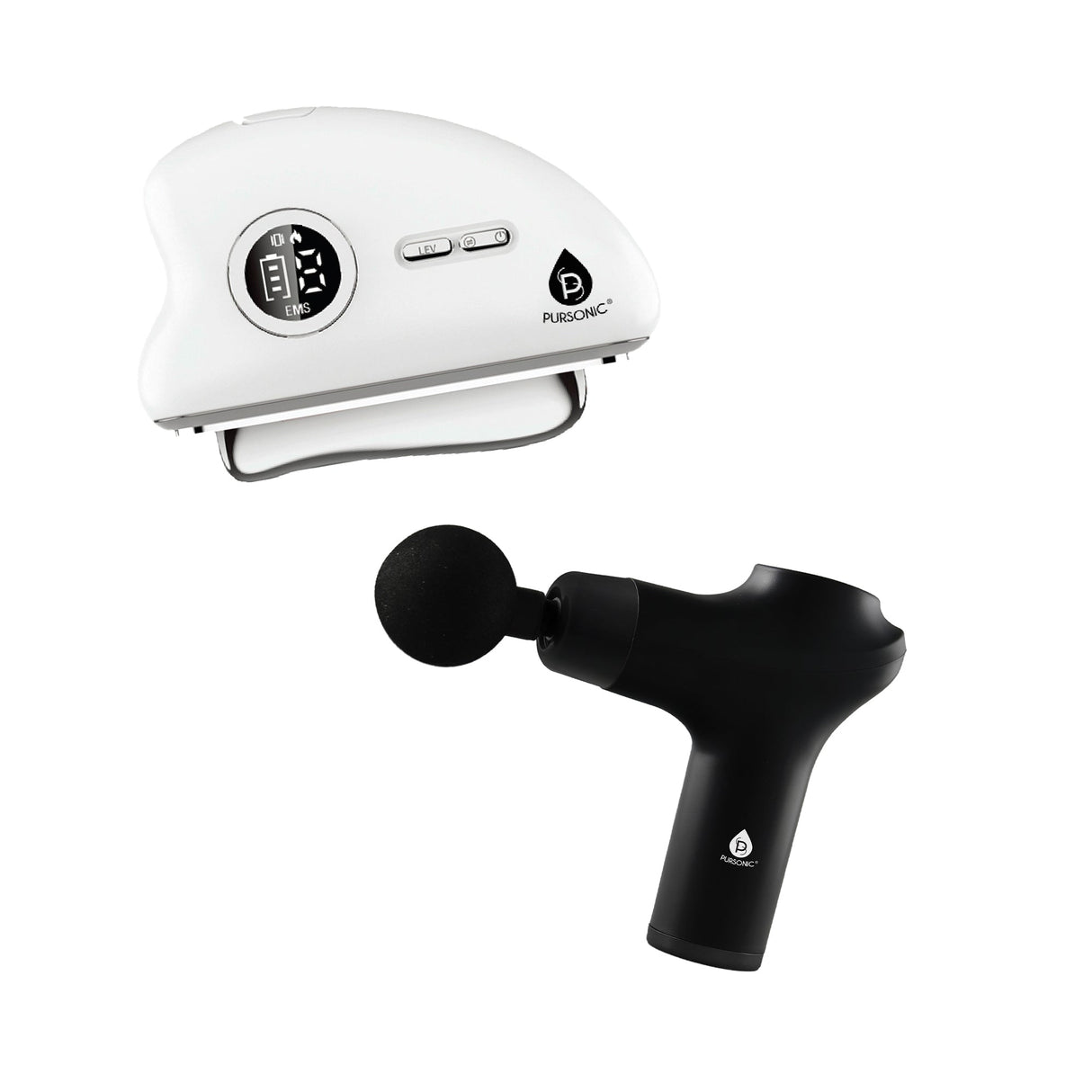 Pursonic Glow & Recovery Bundle: 7-in-1 LED Light Therapy Wand + 3-Speed Massage Gun by Pursonic