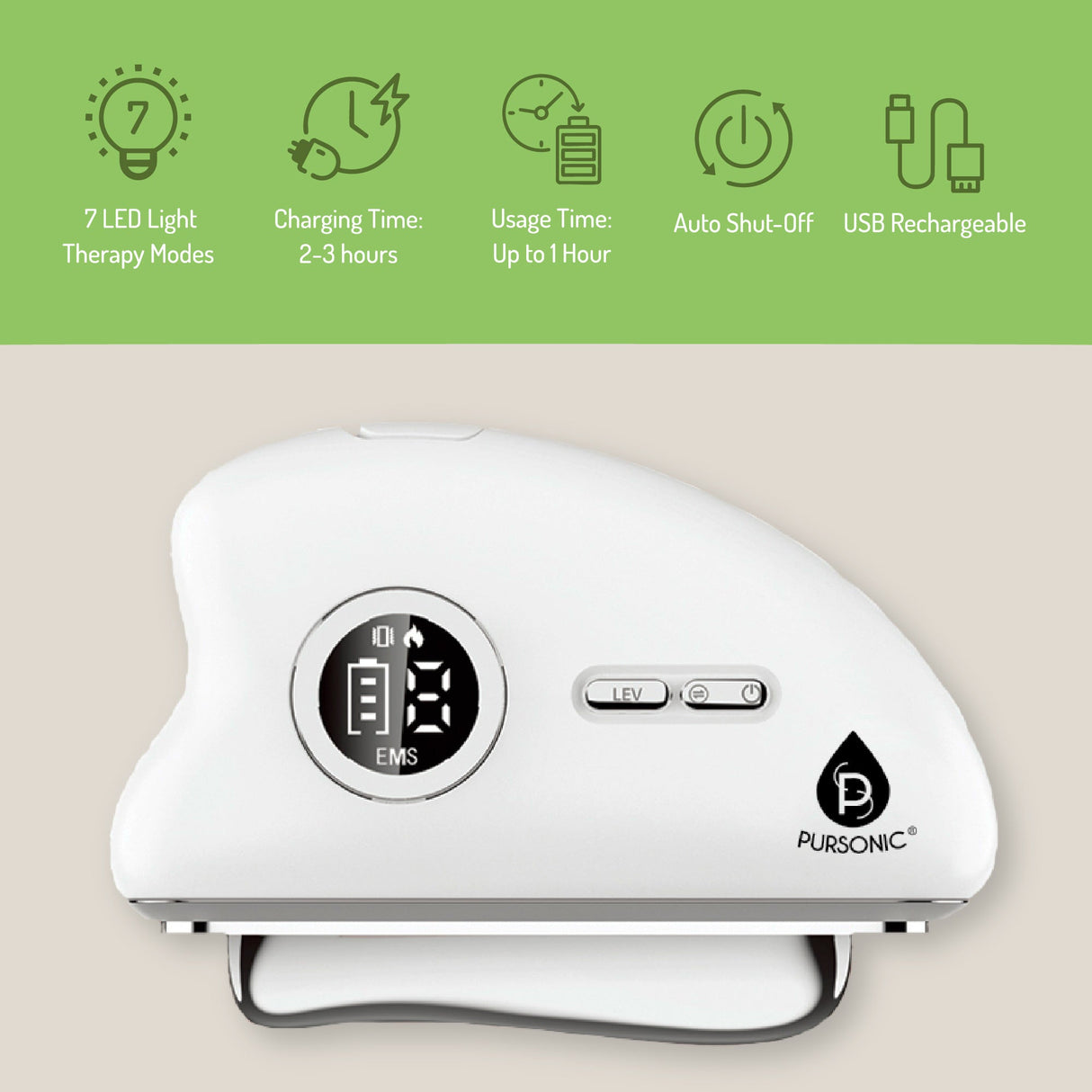PURSONIC Ultimate 7-in-1 LED Light Therapy Skincare Bundle