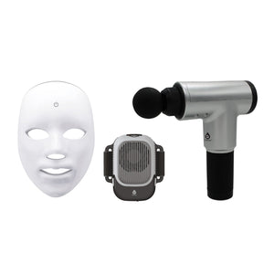 Total Wellness Recovery Bundle – Massage Gun, Red Light Therapy Mask & Hot/Cold Therapy Cube