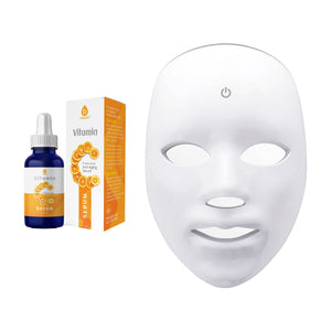Pursonic LED Skincare Bundle – 7-in-1 LED Light Therapy Face Mask + Vitamin C Serum (3 oz) by Pursonic