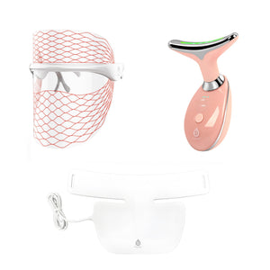 Pursonic 7-in-1 LED Light Therapy Face Mask, Sculpting Wand, and Neckplate