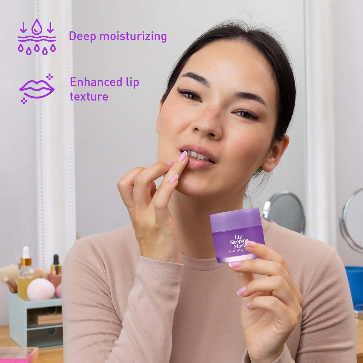 Pursonic Lip Care & Cleanse Bundle – Lip Sleeping Mask (Gummy Bear & Fresh Mint) + Makeup Removal Wipes (60-Count) by Pursonic