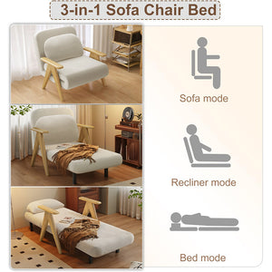 Solid Wood Lounge Chair Sleeper Sofa Bed