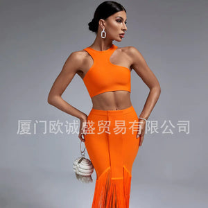 Fashionable Women's Irregular Sleeveless Top & Skirt Set