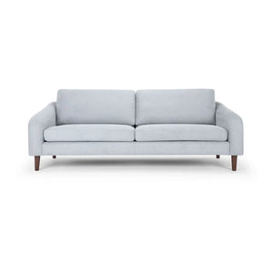 Introducing the Lana 85'' Upholstered Sofa: This minimalist piece comes in a light gray finish and captures mid-century modern style with its wooden legs. The sofa is designed with two seat cushions and two backrest cushions for ultimate comfort.