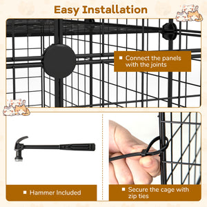Large 4-Tier Cat Cage with Skylight and Hammock for 1-4 Cats-Black