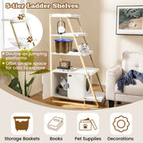 Large Cat Litter Box Enclosure with Storage and Ladder Shelf-White