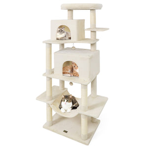 Large Cat Tree for Indoor Cats 70" Tall Cat Tower-Beige
