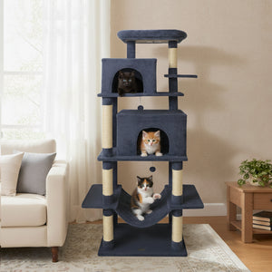 Large Cat Tree for Indoor Cats 70" Tall Cat Tower-Dark Gray