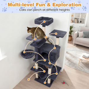 Large Cat Tree for Indoor Cats 63" Tall Cat Tower-Dark Gray