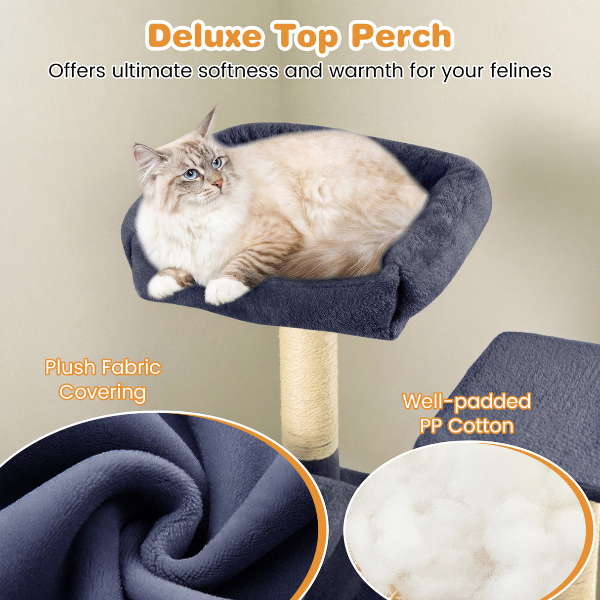 Large Cat Tree for Indoor Cats 63" Tall Cat Tower-Dark Gray