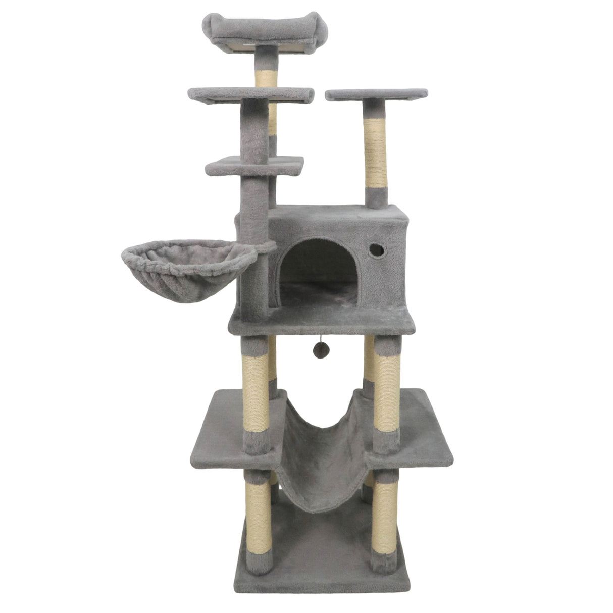 Large Cat Tree for Indoor Cats 63" Tall Cat Tower-Lght Gray