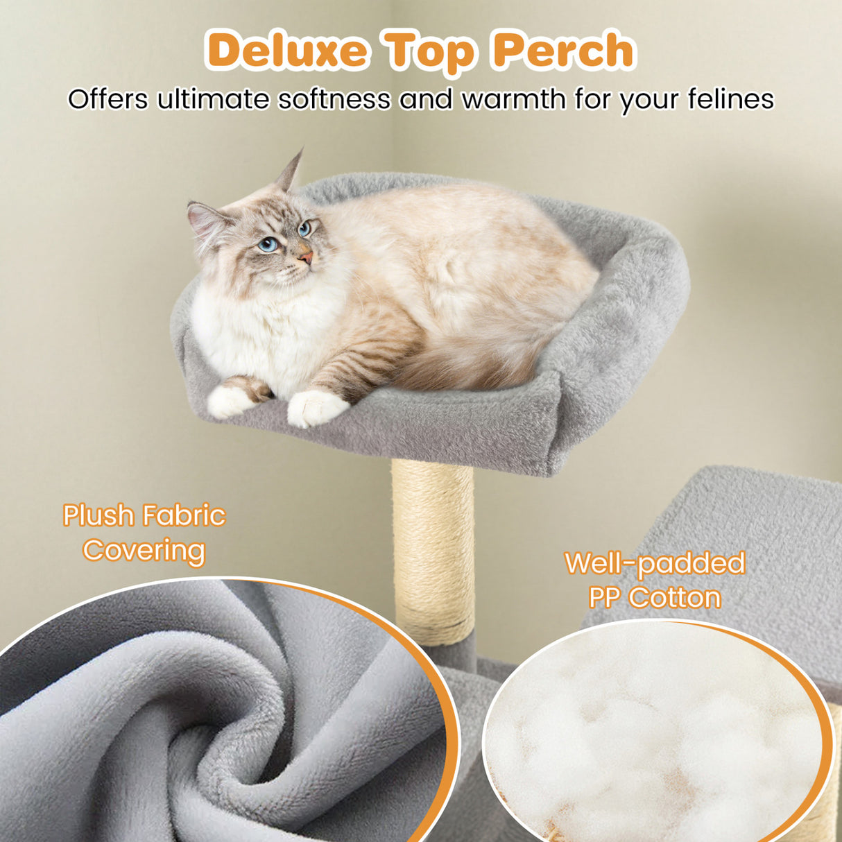 Large Cat Tree for Indoor Cats 63" Tall Cat Tower-Lght Gray