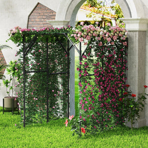 Large Garden Arch Trellis for Climbing Plants Outdoor Grape Vine Support-Black