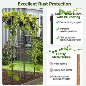 Large Garden Arch Trellis for Climbing Plants Outdoor Grape Vine Support-Black