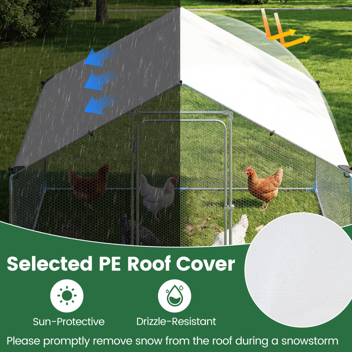 9.8 x 6.7  Feet Large Metal Chicken Coop with Waterproof Cover