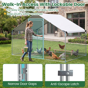 9.8 x 6.7  Feet Large Metal Chicken Coop with Waterproof Cover