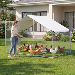 9.8 x 6.7  Feet Large Metal Chicken Coop with Waterproof Cover