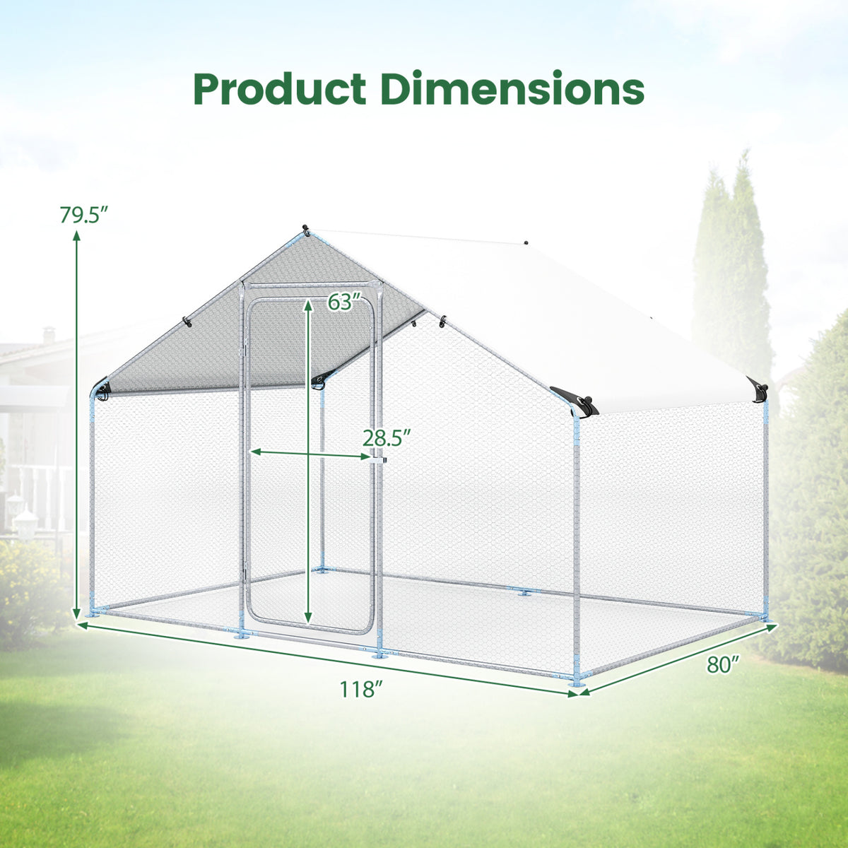 9.8 x 6.7  Feet Large Metal Chicken Coop with Waterproof Cover