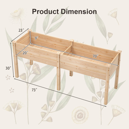 Large Raised Garden Bed with Drainage Holes and 6 Supporting Legs-Natural