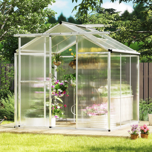 Large Walk-in Green House with Rain Gutters and Polycarbonate Panels-6 FT