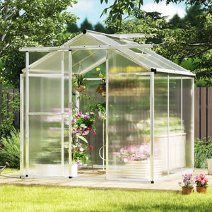 Large Walk-in Green House with Rain Gutters and Polycarbonate Panels-6 FT