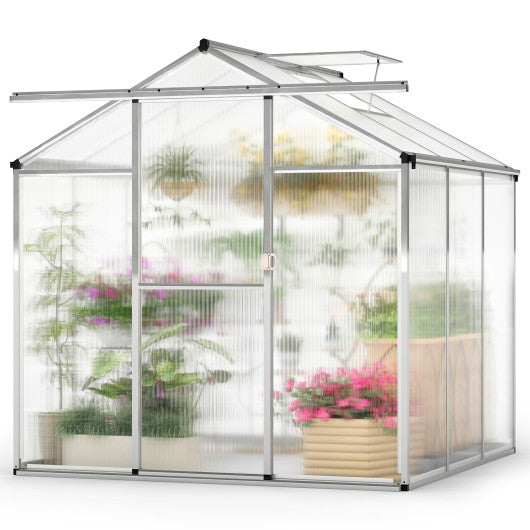 Large Walk-in Green House with Rain Gutters and Polycarbonate Panels-6 FT