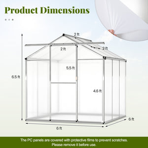 Large Walk-in Green House with Rain Gutters and Polycarbonate Panels-6 FT