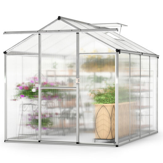 Large Walk-in Green House with Rain Gutters and Polycarbonate Panels-8 FT