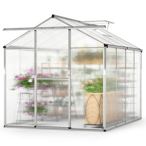 Large Walk-in Green House with Rain Gutters and Polycarbonate Panels-8 FT