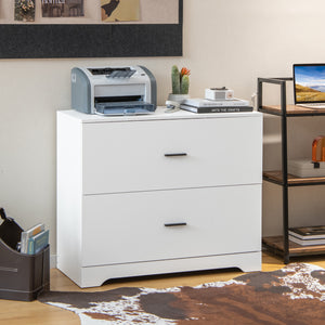2-Drawer Lateral File Cabinet with Adjustable Bars for Home and Office-White