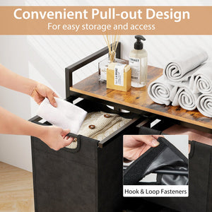 Laundry Basket Organizer Dirty Clothes Hamper with Shelf and 3 Removable Bags-Rustic Brown by DirectDeals