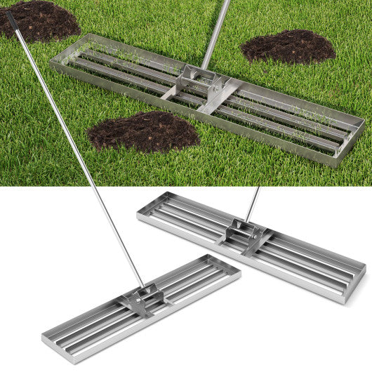 Lawn Leveling Rake 46 x 10 Inch Heavy Duty Lawn Level Tool for Soil-Silver