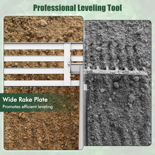 Lawn Leveling Rake 46 x 10 Inch Heavy Duty Lawn Level Tool for Soil-Silver