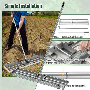 Lawn Leveling Rake 46 x 10 Inch Heavy Duty Lawn Level Tool for Soil-Silver