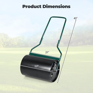 Lawn Roller 12 Gallon Water/Sand Filled Garden Drum Roller with U-shape Handle