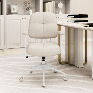 Leathaire Upholstered Task Home Office Chair with Cushioned Back-Beige