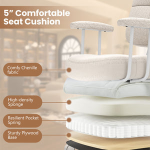 Leathaire Upholstered Task Home Office Chair with Cushioned Back-Beige