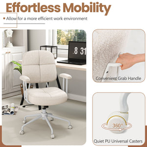 Leathaire Upholstered Task Home Office Chair with Cushioned Back-Beige