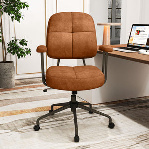 Leathaire Upholstered Task Home Office Chair with Cushioned Back-Brown
