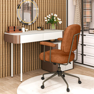 Leathaire Upholstered Task Home Office Chair with Cushioned Back-Brown