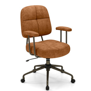 Leathaire Upholstered Task Home Office Chair with Cushioned Back-Brown