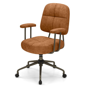 Leathaire Upholstered Task Home Office Chair with Cushioned Back-Brown