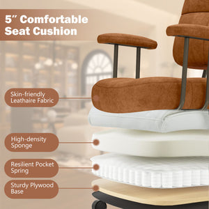 Leathaire Upholstered Task Home Office Chair with Cushioned Back-Brown