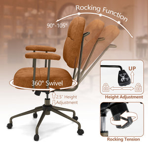 Leathaire Upholstered Task Home Office Chair with Cushioned Back-Brown